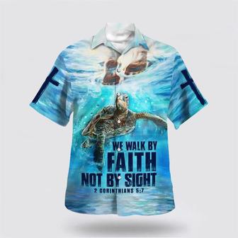 Christian Hawaiian Shirt, We Walk By Faith Not By Sight 2 Corinthians 57 Hawaiian Shirt | Newhawaiianshirts AU