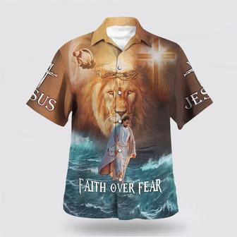 Christian Hawaiian Shirt, Jesus Walk On Water Faith Over Fear Hawaiian Shirts | Newhawaiianshirts DE