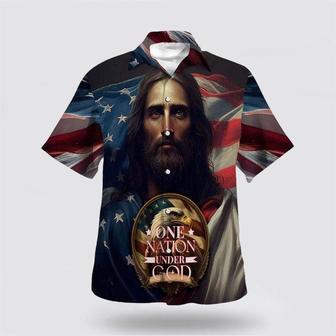 Christian Hawaiian Shirt, One Nation Under God Jesus Eagle American Flag Hawaiian Shirt | Newhawaiianshirts UK