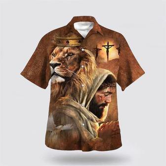 Christian Hawaiian Shirt, Jesus Lion Of Judah Christian Cross Hawaiian Shirt | Newhawaiianshirts DE