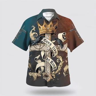 Christian Hawaiian Shirt, Long Live The King Christian Jesus King Of Kings Hawaiian Shirt | Newhawaiianshirts UK