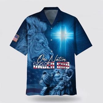 Christian Hawaiian Shirt, One Nation Under God Lion Hawaiian Shirts | Newhawaiianshirts