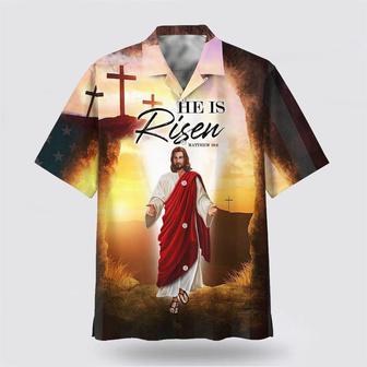 Christian Hawaiian Shirt, He Is Risen Hawaiian Shirt, Jesus Leaves The Tomb Hawaiian Shirts | Newhawaiianshirts UK