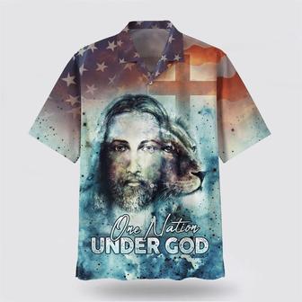 Christian Hawaiian Shirt, One Nation Under God Jesus Lion Hawaiian Shirts | Newhawaiianshirts CA