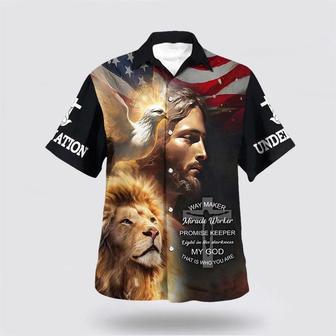 Christian Hawaiian Shirt, Jesus Christ Lion Way Maker Miracle Worker Hawaiian Shirts For Men | Newhawaiianshirts AU