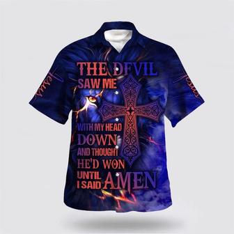 Christian Hawaiian Shirt, The Devil Saw Me With Me Head Down And Thought Hawaiian Shirt | Newhawaiianshirts DE