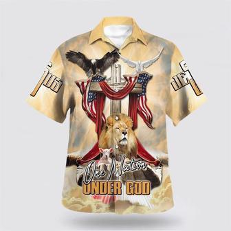 Christian Hawaiian Shirt, One Nation Under God America Flag Lion And The Lamb Jesus Hawaiian Shirt | Newhawaiianshirts AU