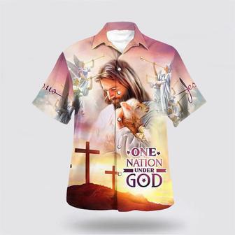 Christian Hawaiian Shirt, Lamb Of God Jesus Christ Hawaiian Shirt, One Nation Under God Hawaiian Shirts | Newhawaiianshirts DE