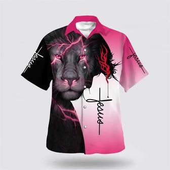 Christian Hawaiian Shirt, Lion Pink Fully Vaccinated By The Blood Of Jesus Hawaiian Shirt | Newhawaiianshirts DE