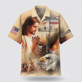 Christian Hawaiian Shirt, Jesus Eagle One Nation Under God Hawaiian Shirts | Newhawaiianshirts