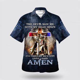 Christian Hawaiian Shirt, The Devil Saw Me With My Head Down And Thought He'd Won Until I Said Amen Hawaiian Shirt | Newhawaiianshirts UK