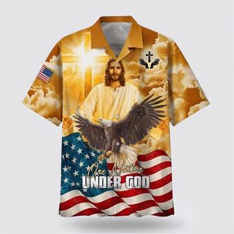 Christian Hawaiian Shirt, Us Flag One Nation Under God Jesus Eagle American Christian Faith Hawaiian Shirt | Newhawaiianshirts UK