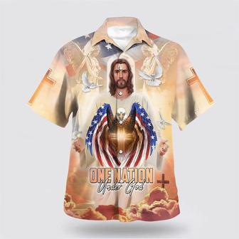 Christian Hawaiian Shirt, Jesus Eagle And One Nation Under God Hawaiian Shirts | Newhawaiianshirts