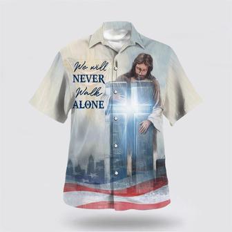 Christian Hawaiian Shirt, Jesus We Will Never Walk Alone Hawaiian Shirt | Newhawaiianshirts AU