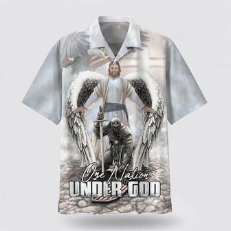 Christian Hawaiian Shirt, American Warrior Knee Before God One Nation Under God Hawaiian Shirts | Newhawaiianshirts CA