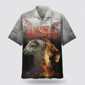 Christian Hawaiian Shirt, Jesus Lion And The Sheep Hawaiian Shirts | Newhawaiianshirts