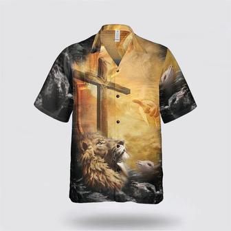 Christian Hawaiian Shirt, Lion Jesus Cross Sunrise Christianity Hawaiian Shirt | Newhawaiianshirts AU