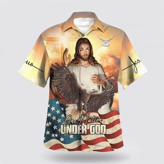 Christian Hawaiian Shirt, One Nation Under God Jesus Eagle American Flag Hawaiian Shirts | Newhawaiianshirts AU