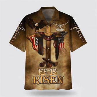 Christian Hawaiian Shirt, He Is Risen Eagle Cross Hawaiian Shirts | Newhawaiianshirts UK