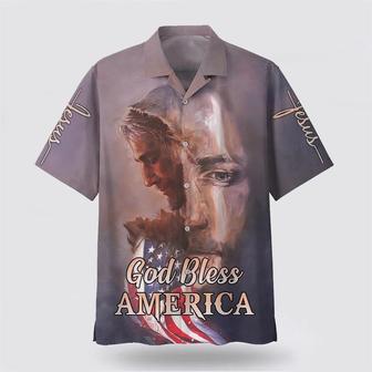 Christian Hawaiian Shirt, God Bless America Jesus Face Hawaiian Shirts | Newhawaiianshirts DE