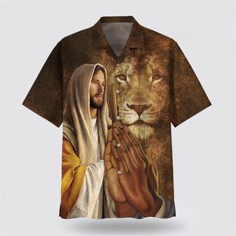 Christian Hawaiian Shirt, Jesus Christ Prayer Lion Hawaiian Shirts | Newhawaiianshirts AU