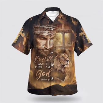 Christian Hawaiian Shirt, Jesus Lion Cross Be Still And Know That I Am God Hawaiian Shirts | Newhawaiianshirts UK