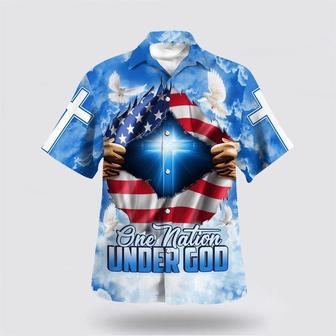 Christian Hawaiian Shirt, One Nation Under God Cross Hawaiian Shirts | Newhawaiianshirts UK