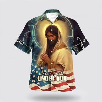 Christian Hawaiian Shirt, Jesus Pray One Nation Under God Hawaiian Shirts | Newhawaiianshirts