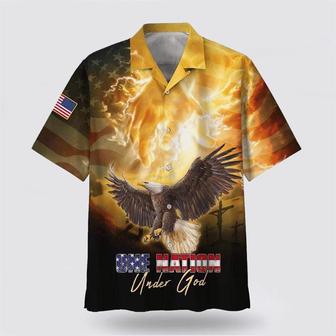 Christian Hawaiian Shirt, Independence Day American Flag One Nation Under God Eagle Christian Faith Hawaiian Shirt | Newhawaiianshirts DE