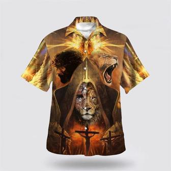 Christian Hawaiian Shirt, Jesus And Lion Of Judah Hawaiian Shirts For Men | Newhawaiianshirts CA