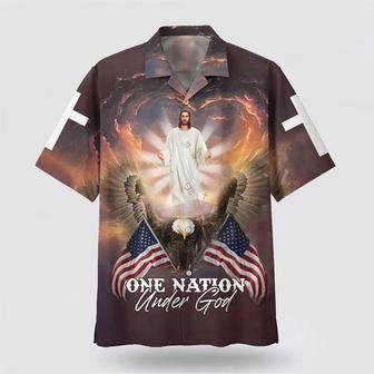 Christian Hawaiian Shirt, One Nation Under God Hawaiian Shirt, Jesus Arms Wide Open Hawaiian Shirts | Newhawaiianshirts