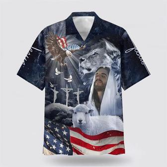 Christian Hawaiian Shirt, Jesus Lion And The Lamb Eagle Hawaiian Shirts | Newhawaiianshirts CA