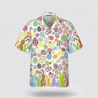 Christian Hawaiian Shirt, Rabbits And Easter Eggs Seamless Pattern Hawaiian Shirt, Easter Hawaiian Shirts | Newhawaiianshirts UK