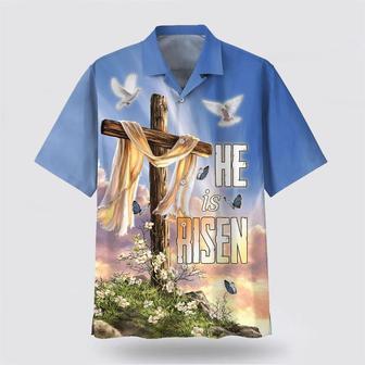 Christian Hawaiian Shirt, He Is Risen Dove Cross Flower Hawaiian Shirts | Newhawaiianshirts UK