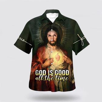 Christian Hawaiian Shirt, God Is Good All The Time Sacred Heart Hawaiian Shirts | Newhawaiianshirts UK