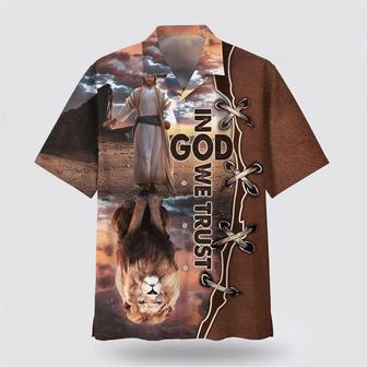 Christian Hawaiian Shirt, In God We Trust Jesus And Lion Hawaiian Shirts | Newhawaiianshirts