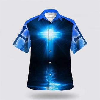 Christian Hawaiian Shirt, Christian Cross Blue Galaxy Christian Faith Religious Hawaiian Shirt | Newhawaiianshirts DE