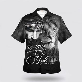 Christian Hawaiian Shirt, Be Still And Know That I Am God Jesus Lion Christian Hawaiian Shirt | Newhawaiianshirts AU