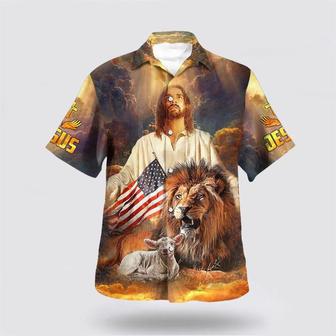 Christian Hawaiian Shirt, Jesus Lion And The Lamb Hawaiian Shirts | Newhawaiianshirts CA