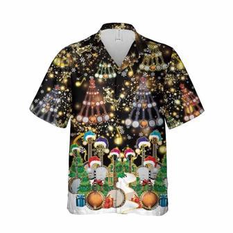 Christmas Banjo Music Button Down Hawaiian Shirt, Xmas Hawaiian Shirts | Newhawaiianshirts