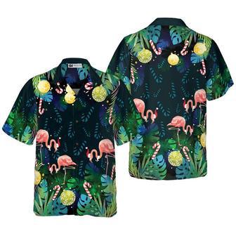 Christmas Flamingo Tropical Hawaiian Shirt Button Down Shirt, Xmas Hawaiian Shirts | Newhawaiianshirts AU