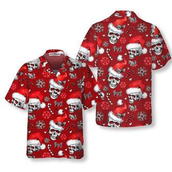 Christmas Skulls With Candy Canes Red Version Christmas Hawaiian Shirt, Xmas Hawaiian Shirts | Newhawaiianshirts CA