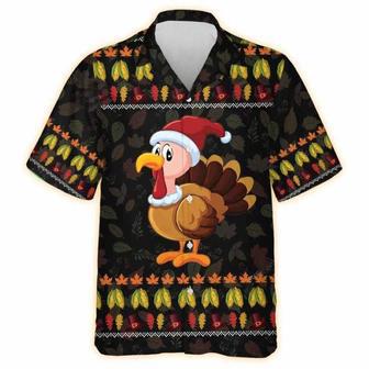 Christmas Turkey Thanksgiving Aloha Button Down Hawaiian Shirt, Xmas Hawaiian Shirts | Newhawaiianshirts AU