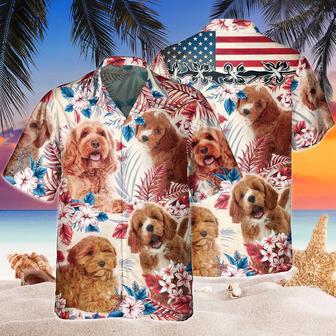 Cockapoo Dog United States Flag Hawaiian Flowers All Over Printed Hawaiian Shirt, Farm Hawaiian Shirt, Farmer Hawaii | Newhawaiianshirts AU