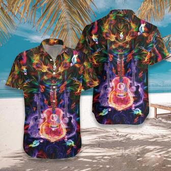 Colorful Flaming Guitar Music Lover Hawaiian Aloha Shirts | Newhawaiianshirts