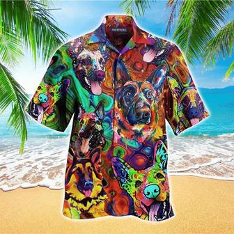 Colorful German Shepherd Dog Hawaiian Aloha Shirts | Newhawaiianshirts AU