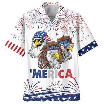 Cool American Eagle On Hawaiian Shirt Short Sleeve Independence Gift For Uncle Dad Of July Gift To Him | Newhawaiianshirts