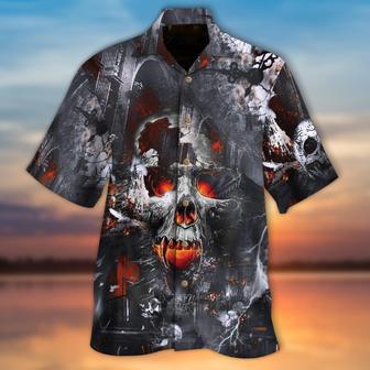 Cool Skull Halloween Hawaii Shirt Savage Skull In The House Hawaiian Shirt | Newhawaiianshirts AU