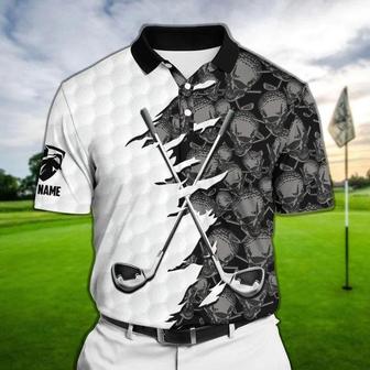Coolest Skull Golf Polo Shirts Custom Name, Tropical Golf Shirt For Men Coolspod, Skull Golf Shirt - Monsterry