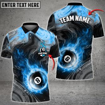 Coolspod Billiards 8 Ball Fire Watercolor Personalized Name, Team Name Multi Color Polo Shirt - Monsterry UK